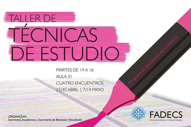 TALLER DE TÉCNICAS DE ESTUDIO PARA ESTUDIANTES DE LA FADECS